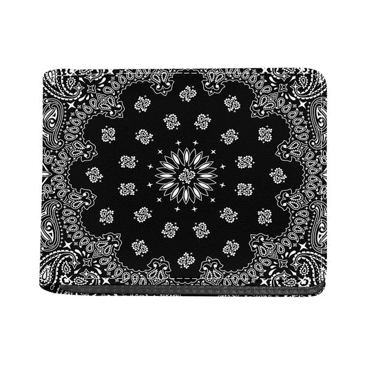 Black Paisley Bandana Print Bifold Wallet
