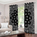 Black Paisley Bandana Print Dimout Grommet Curtains
