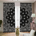 Black Paisley Bandana Print Dimout Pencil Pleat Curtains
