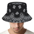 Black Paisley Bandana Print Bucket Hat