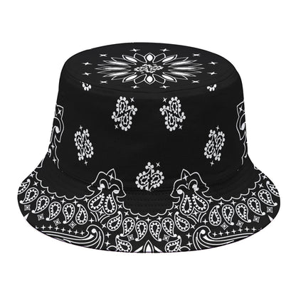 Black Paisley Bandana Print Bucket Hat