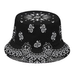 Black Paisley Bandana Print Bucket Hat