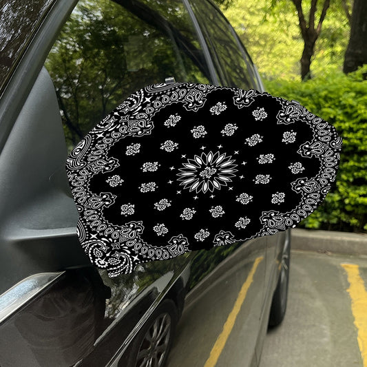 Black Paisley Bandana Print Car Side Mirror Covers