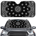 Black Paisley Bandana Print Car Windshield Sun Shade