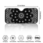 Black Paisley Bandana Print Car Windshield Sun Shade