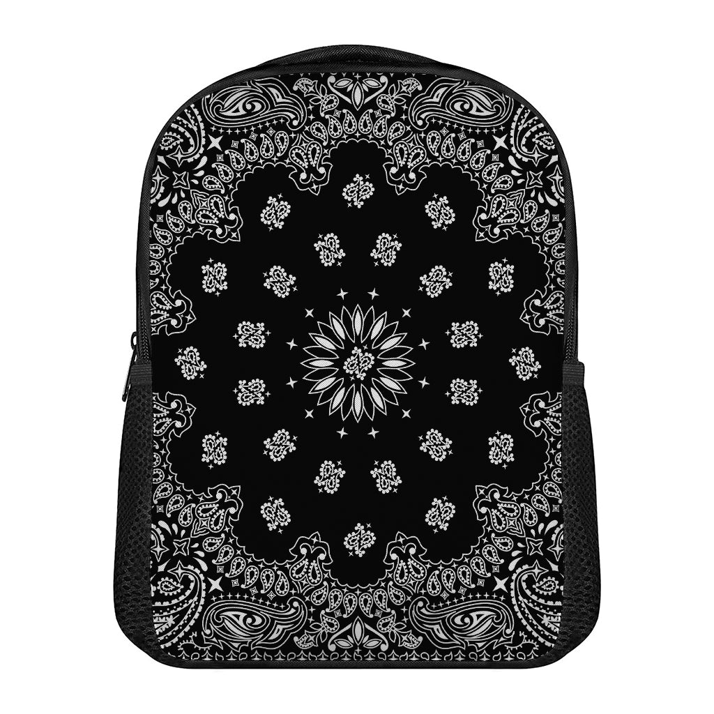 Black Paisley Bandana Print Casual Backpack