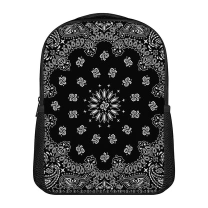 Black Paisley Bandana Print Casual Backpack