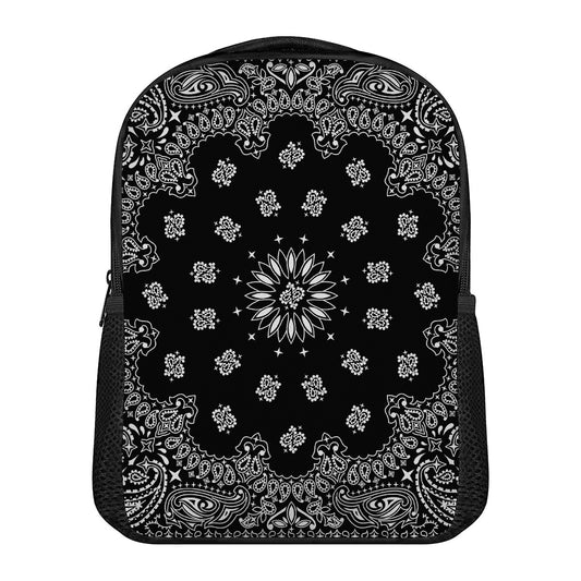 Black Paisley Bandana Print Casual Backpack