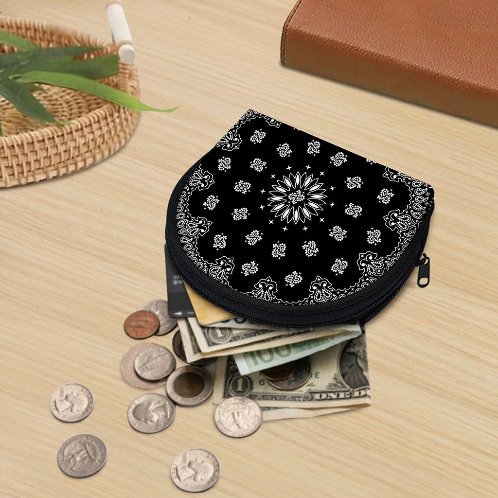 Black Paisley Bandana Print Coin Purse