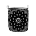 Black Paisley Bandana Print Collapsible Laundry Basket