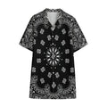 Black Paisley Bandana Print Cotton Hawaiian Shirt