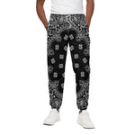 Black Paisley Bandana Print Cotton Pants
