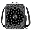 Black Paisley Bandana Print Crossbody Lunch Bag