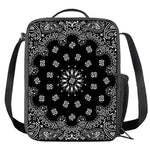 Black Paisley Bandana Print Crossbody Lunch Bag