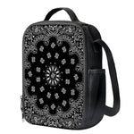 Black Paisley Bandana Print Crossbody Lunch Bag