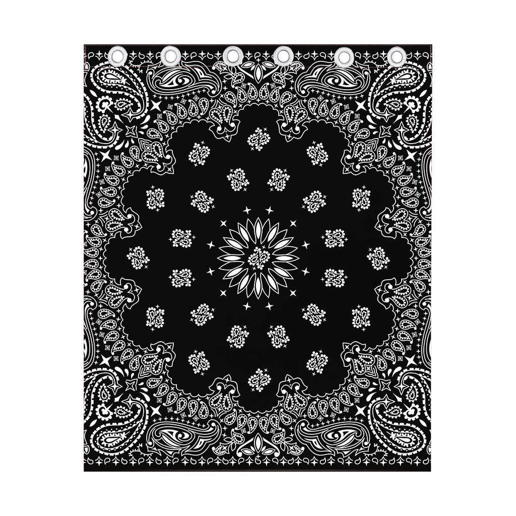 Black Paisley Bandana Print Curtain