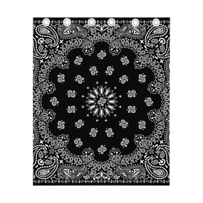 Black Paisley Bandana Print Curtain
