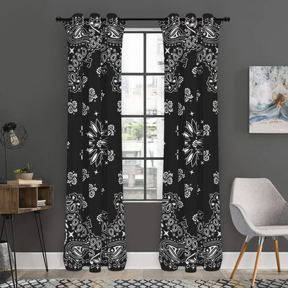 Black Paisley Bandana Print Curtain