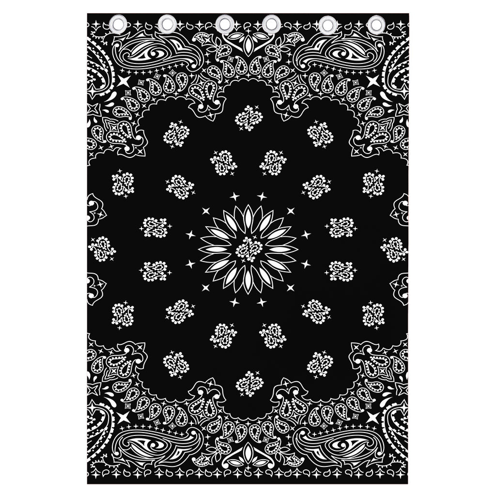 Black Paisley Bandana Print Curtain