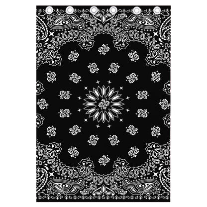 Black Paisley Bandana Print Curtain
