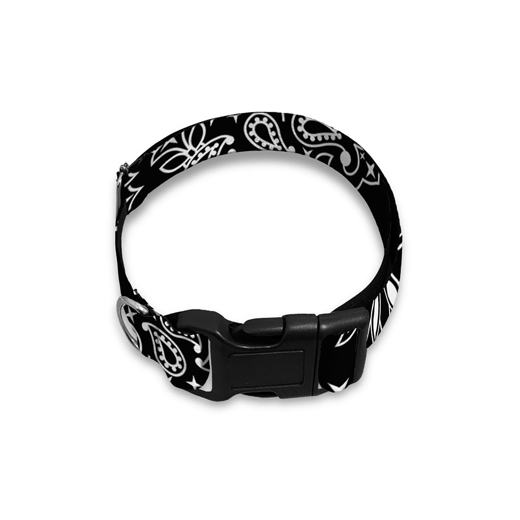Black Paisley Bandana Print Dog Collar