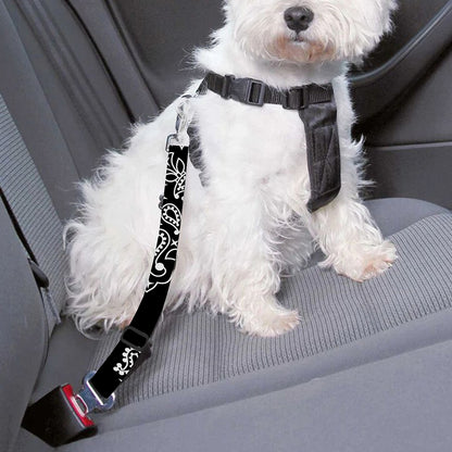 Black Paisley Bandana Print Dog Seat Belt