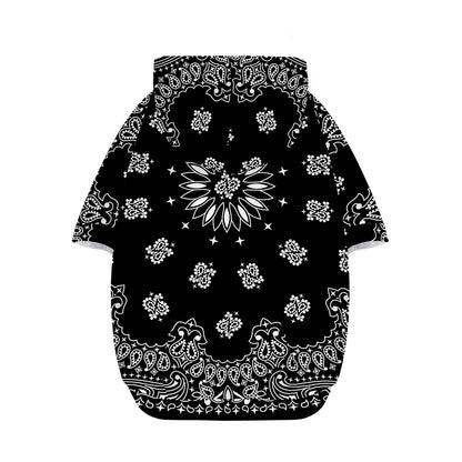 Black Paisley Bandana Print Dog Zip Up Hoodie