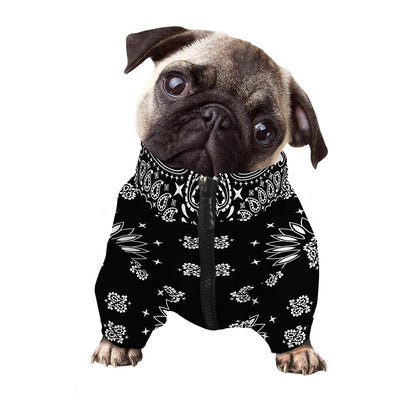 Black Paisley Bandana Print Dog Zip Up Jacket