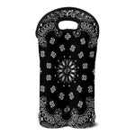 Black Paisley Bandana Print Double Neoprene Wine Tote