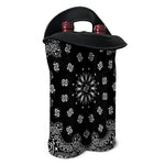 Black Paisley Bandana Print Double Neoprene Wine Tote