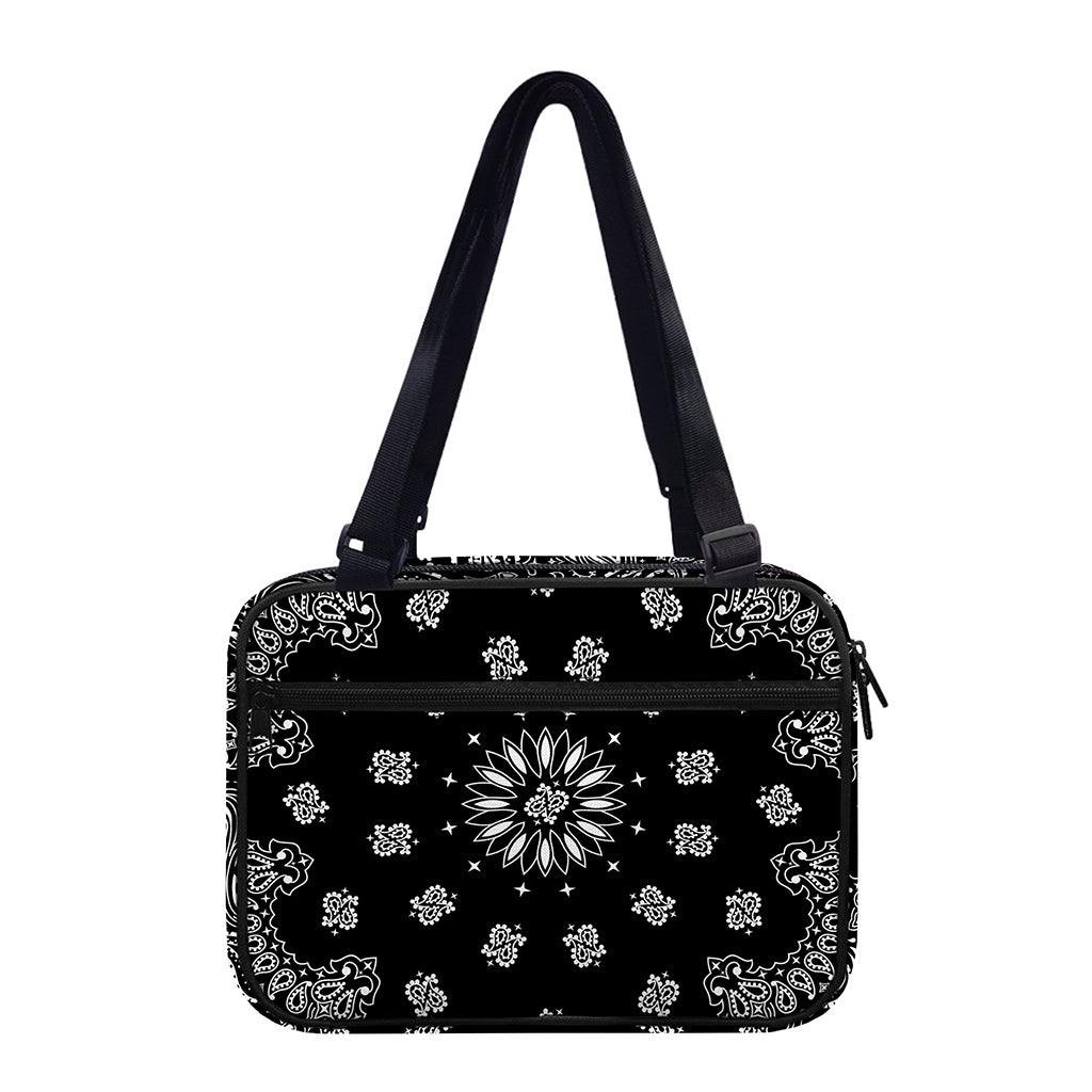 Black Paisley Bandana Print Double Strap Bible Bag
