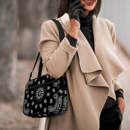 Black Paisley Bandana Print Double Strap Bible Bag