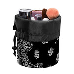Black Paisley Bandana Print Drawstring Makeup Bag