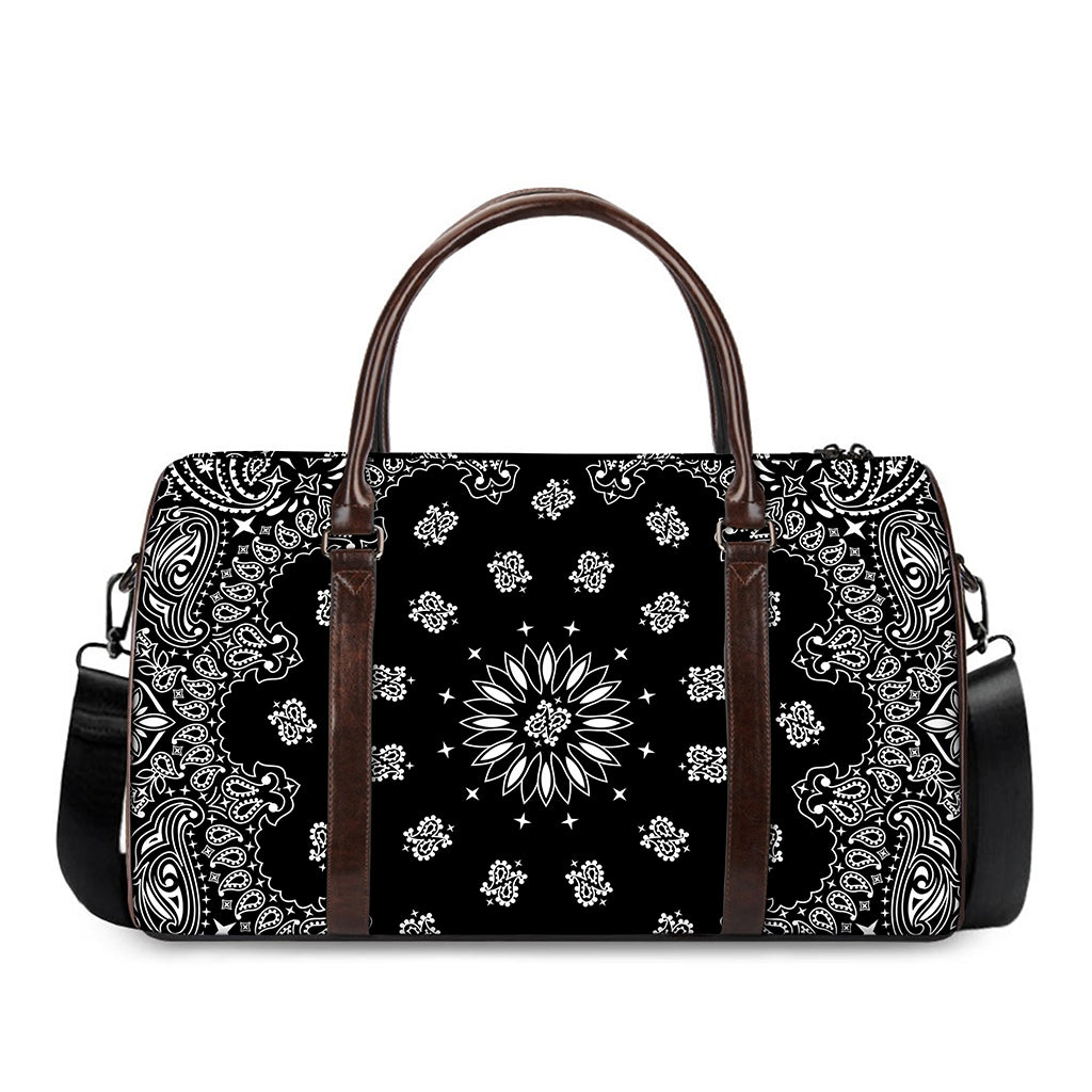 Black Paisley Bandana Print Duffle Bag