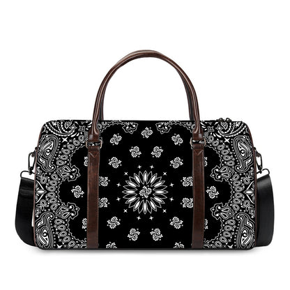 Black Paisley Bandana Print Duffle Bag