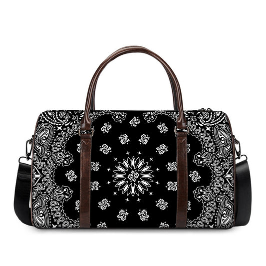 Black Paisley Bandana Print Duffle Bag