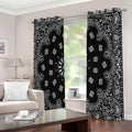 Black Paisley Bandana Print Extra Wide Grommet Curtains