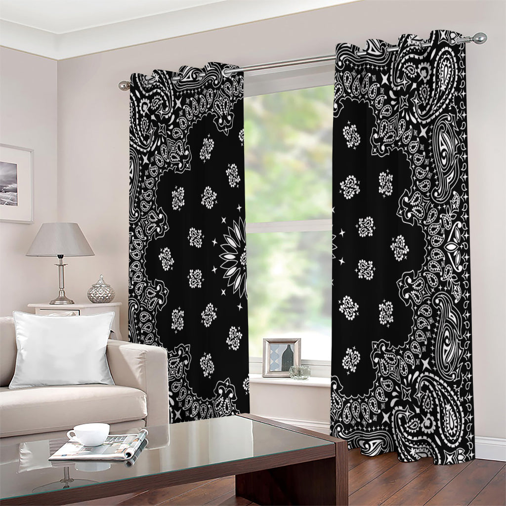 Black Paisley Bandana Print Extra Wide Grommet Curtains