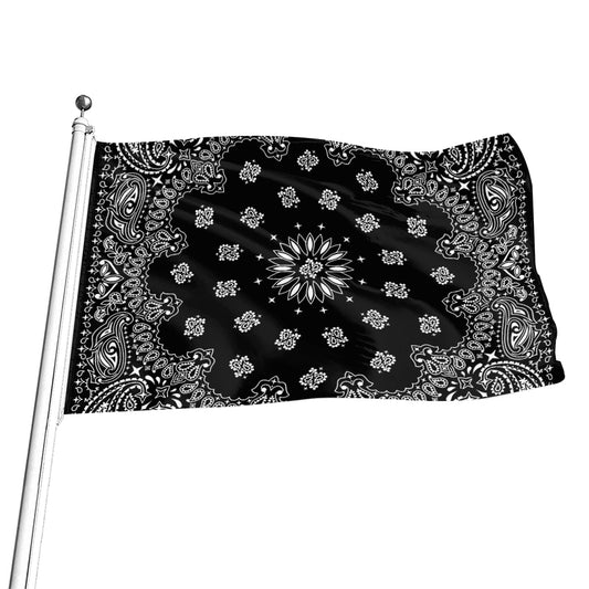 Black Paisley Bandana Print Flag
