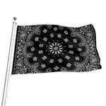 Black Paisley Bandana Print Flag
