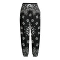 Black Paisley Bandana Print Fleece Lined Knit Pants