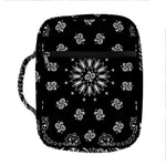 Black Paisley Bandana Print Front Pocket Bible Bag