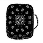 Black Paisley Bandana Print Front Pocket Bible Bag