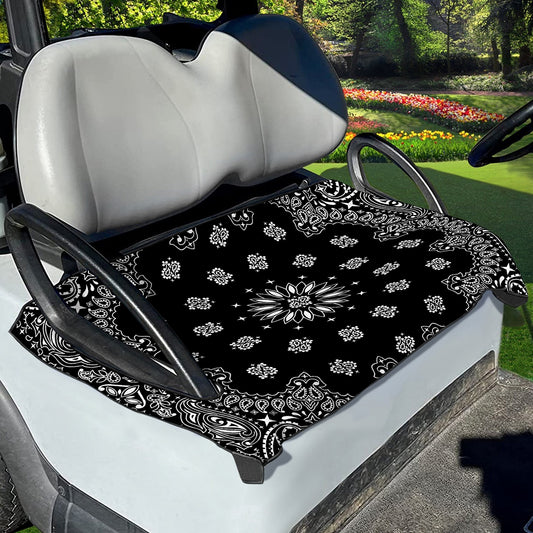 Black Paisley Bandana Print Golf Cart Seat Cover