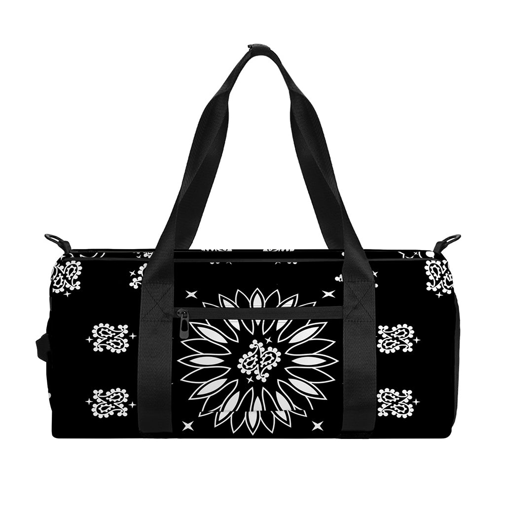 Black Paisley Bandana Print Gym Bag