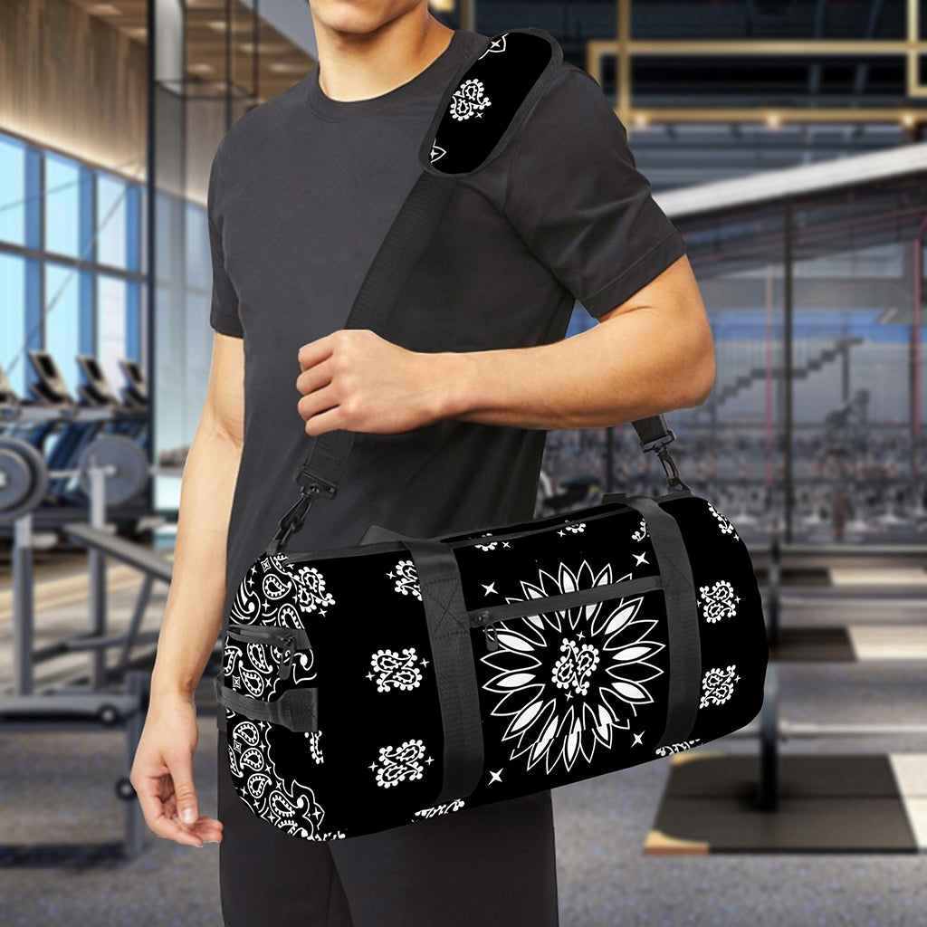 Black Paisley Bandana Print Gym Bag