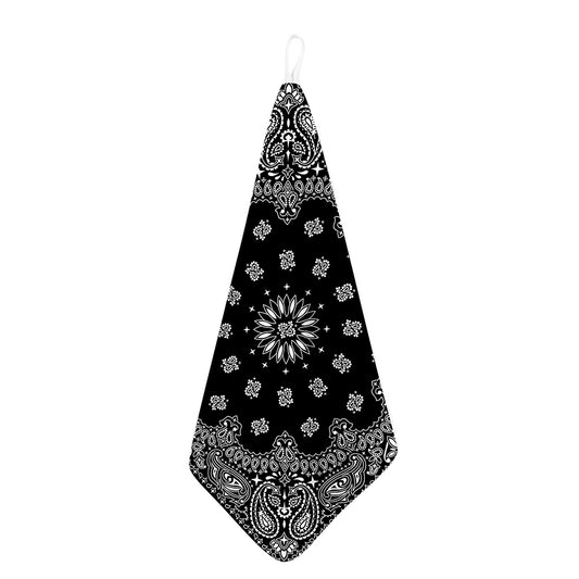 Black Paisley Bandana Print Hand Towel