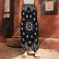 Black Paisley Bandana Print Harem Pants