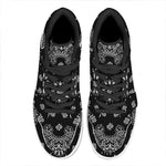 Black Paisley Bandana Print High Top Leather Sneakers