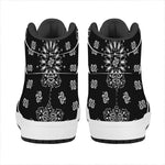 Black Paisley Bandana Print High Top Leather Sneakers